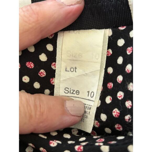 S. L. Fashions red/black floral/dot maxidress, vintage, 10, cottagecore, prairie - Picture 6 of 6